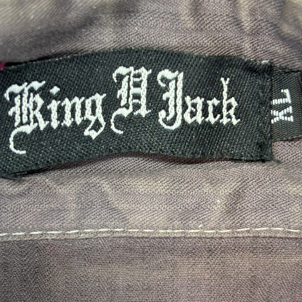 King N Jack Tunic Shirt‎ Mens XL Charcoal Gray Excellent Embroidered Boho Henley - Picture 4 of 6